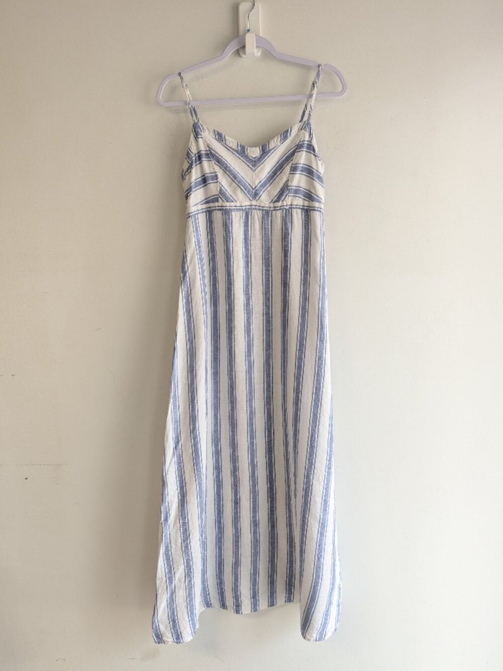 C&C California Linen Stripe Smocked back dress